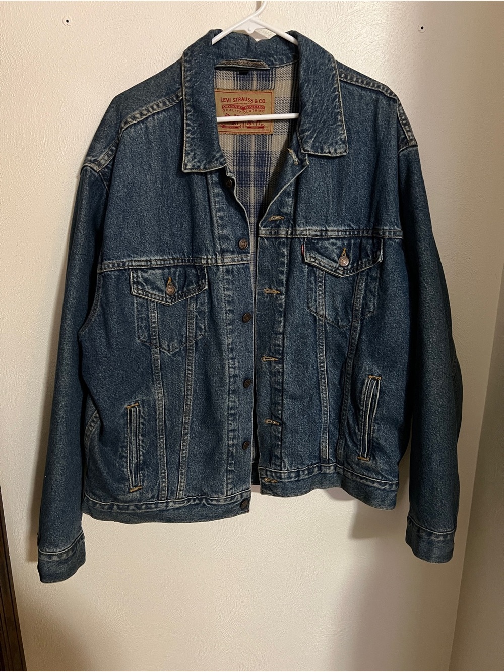 LEVI’S‎ *Vintage* 90’s Plaid Lined Trucker Denim Jacket Mens’s Sz L
